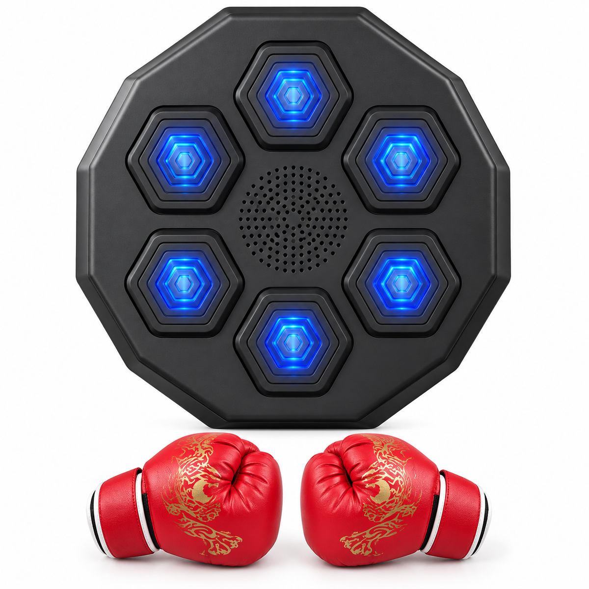 Aparat de box electronic muzical cu Bluetooth, lumini LED și mănuși incluse
