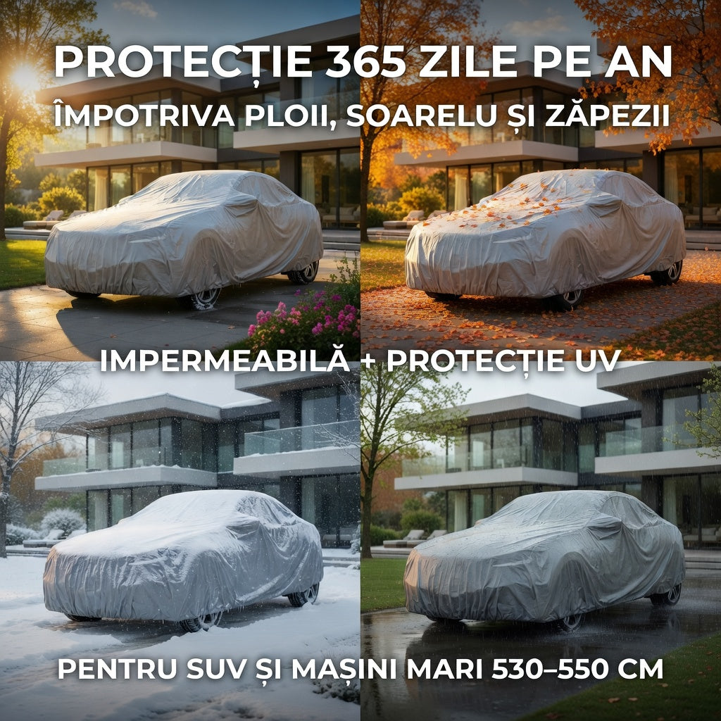 Husă/Prelata Auto Impermeabilă cu Protecție UV și Fixare Sigură
