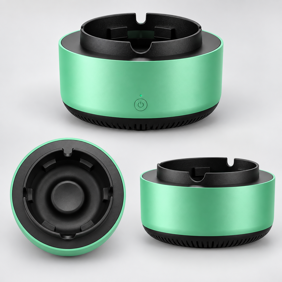 Scrumieră Electrică 2 în 1 cu Filtru pentru Fum și Purificarea Aerului – Verde Metal