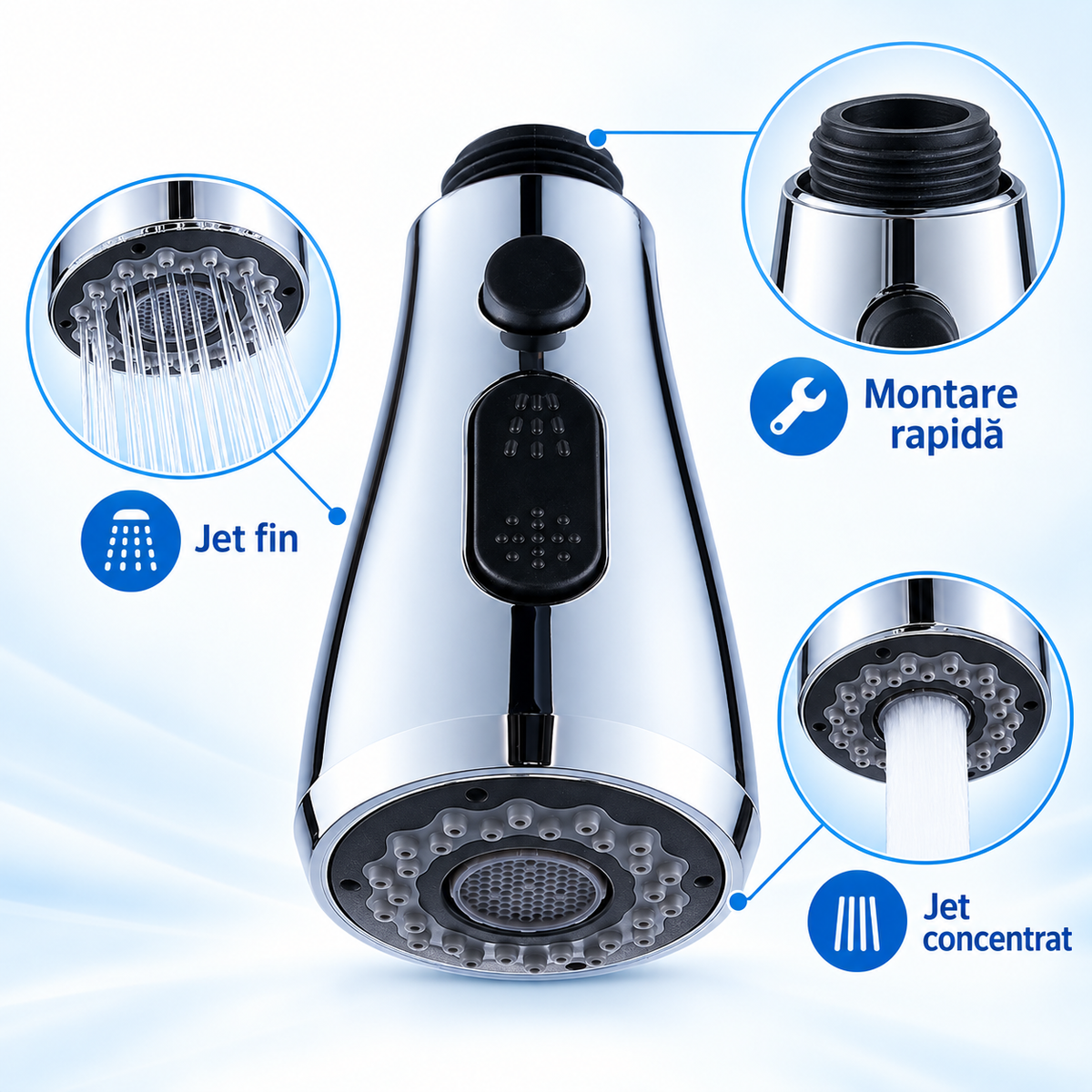 Cap Pulverizator Universal pentru Robinet din Alamă – Jet Fin și Montare Rapidă