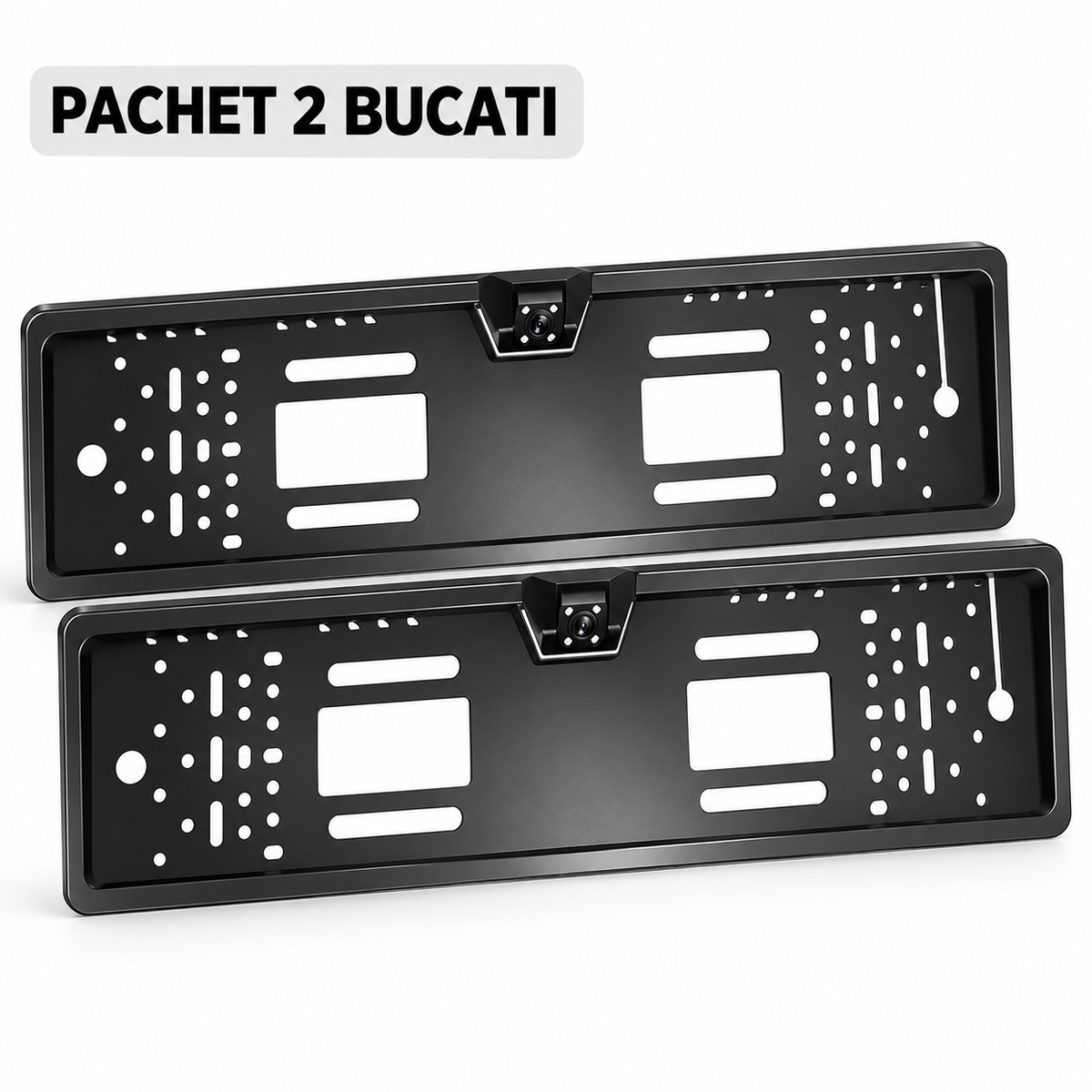 Pachet 2 Suporturi Număr Auto cu Cameră de Marșarier – Infraroșu, Unghi 120°, IP67