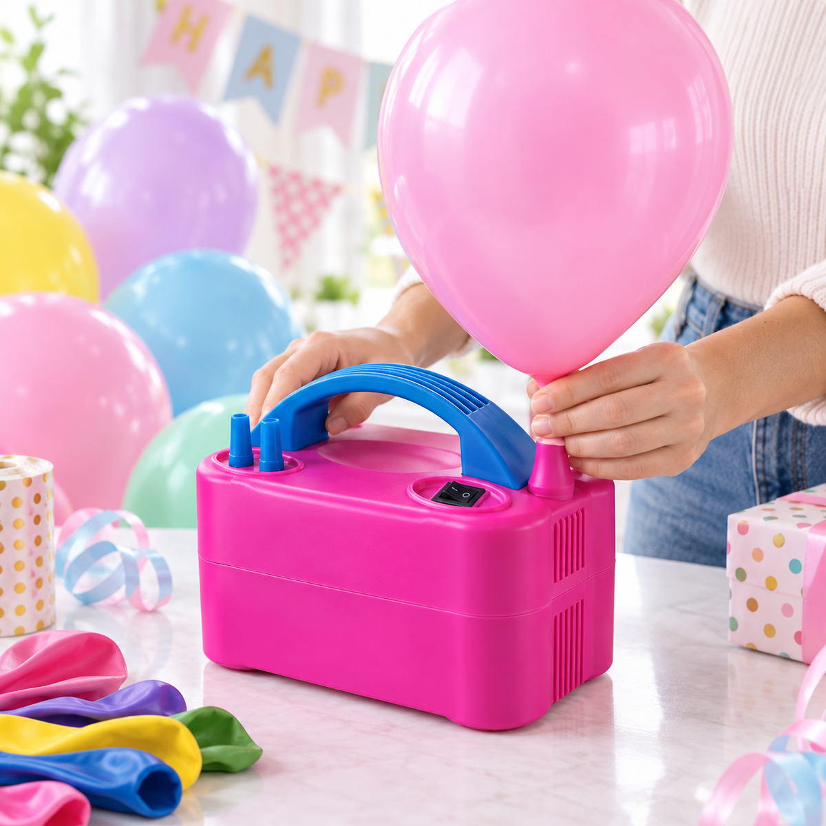 Pompă electrică pentru baloane și obiecte gonflabile, 600 W, 2 adaptoare, 220–240 V