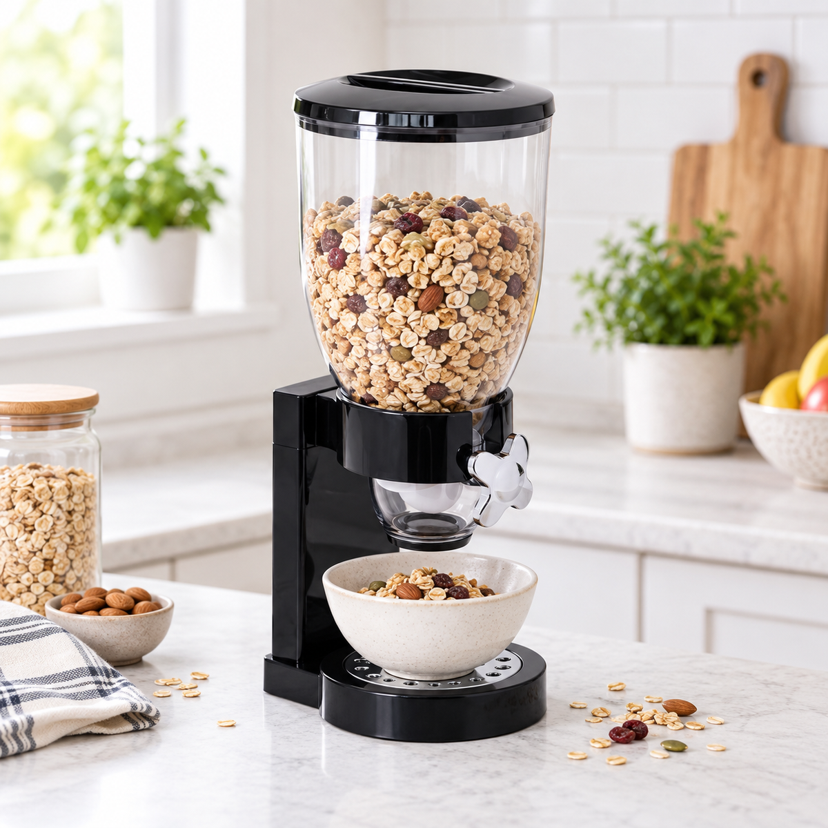 Dispenser pentru cereale 2 L – plastic transparent cu dozator