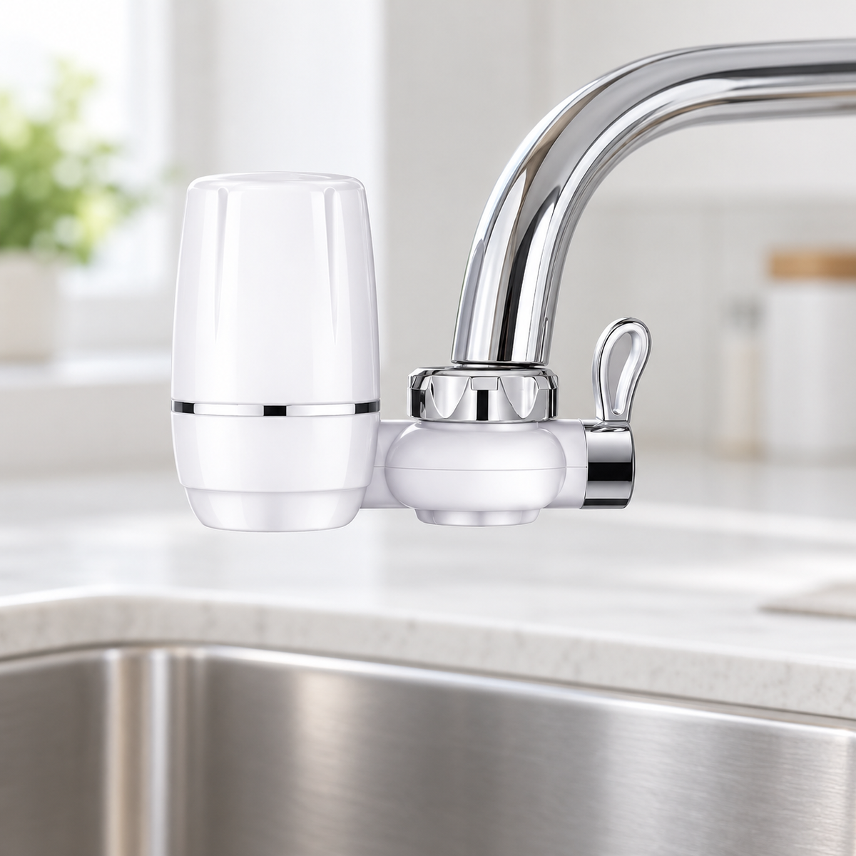 Filtru de apă pentru robinet, cu 3 trepte de filtrare, montare directă la chiuvetă