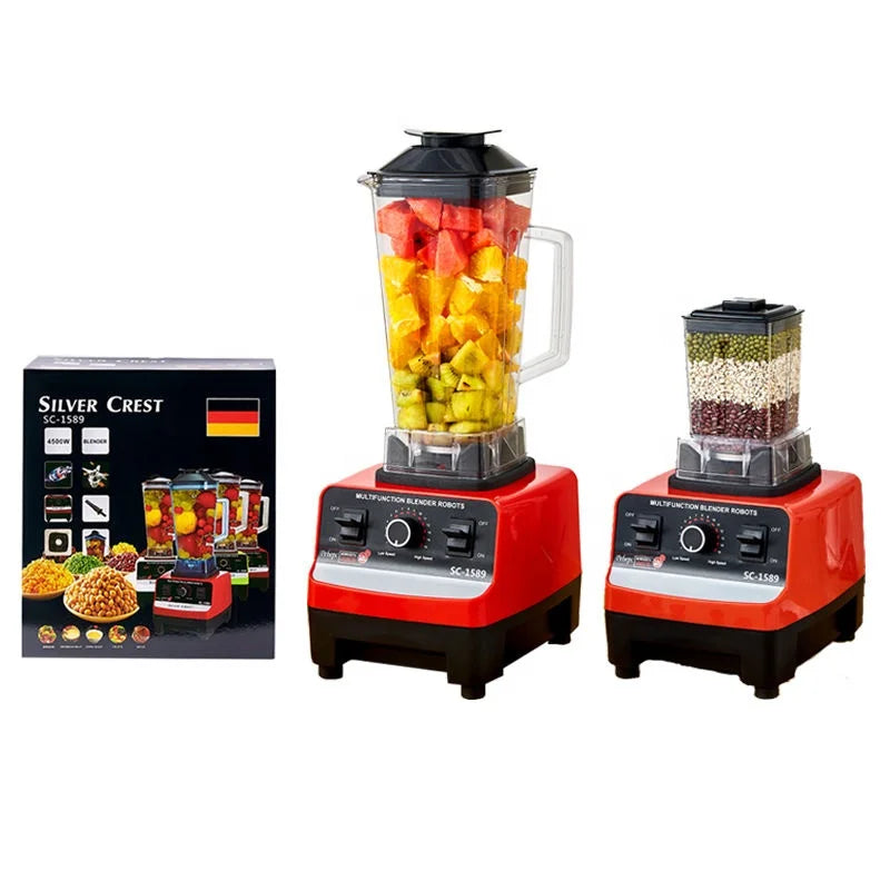 Blender 2-în-1 4500W Negru-Roșu cu 15 viteze și funcție pulp