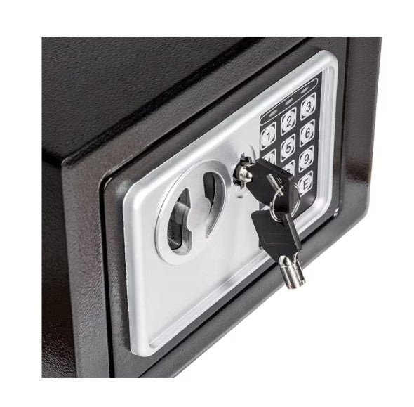 Cutie de valori electronica cu incuietoare digitala, chei de urgenta, 23x17x17 cm, neagra