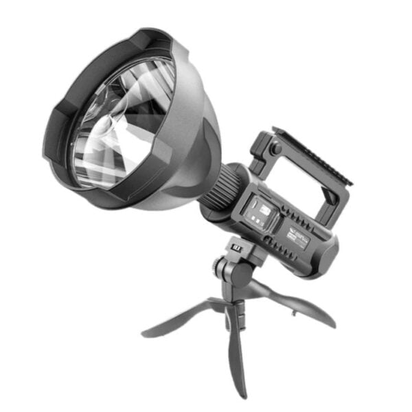 Lanternă LED portabilă cu acumulator + powerbank, 4 moduri, suport trepied