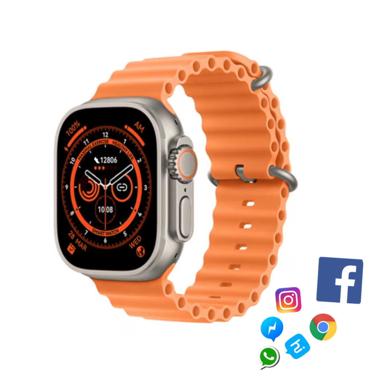 Ceas inteligent portocaliu – Bluetooth & apă
