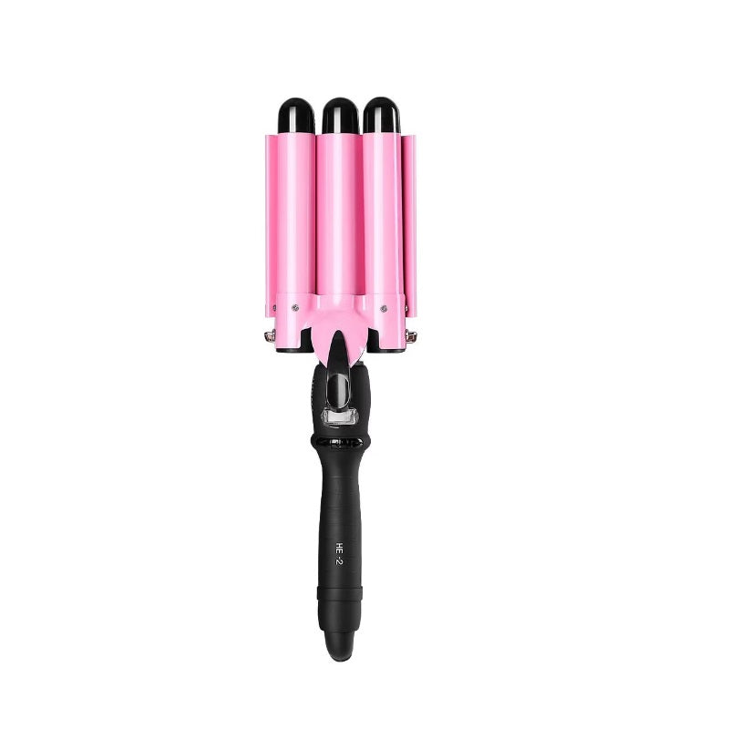 Ondulator cu 3 tuburi – bucle retro, roz/negru