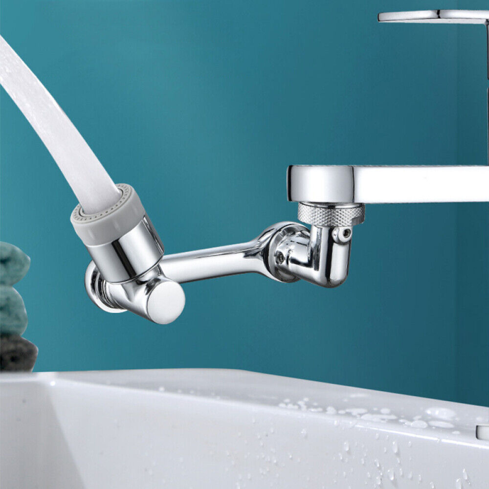 Adaptor robinet universal 1080° cu doua moduri de jet — crom-argintiu