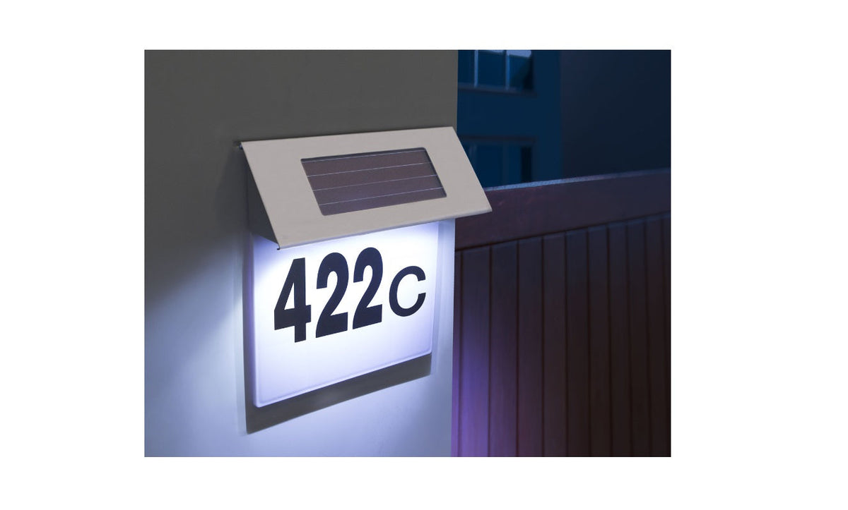 Număr de casă iluminat solar – plăcuță LED pentru adresă