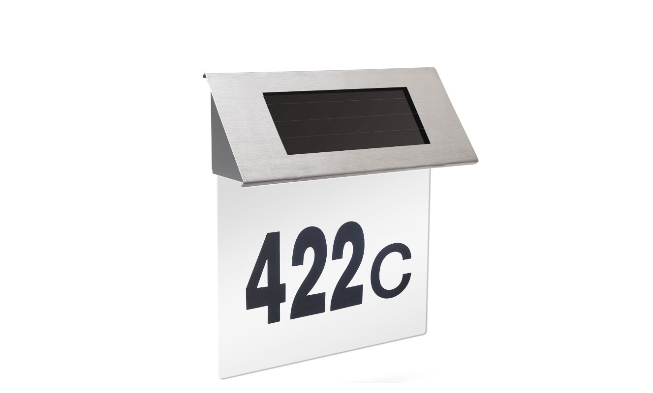 Număr de casă iluminat solar – plăcuță LED pentru adresă