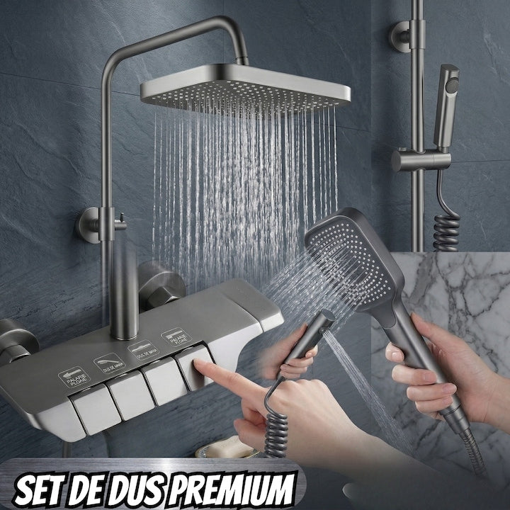 Sistem Dus Premium cu Termostat Integrat - Cap Ploaie, 3 Moduri Pulverizare, Otel Inoxidabil