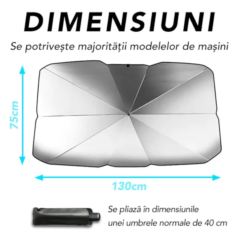 Parasolar auto tip umbrela, negru,115X63cm