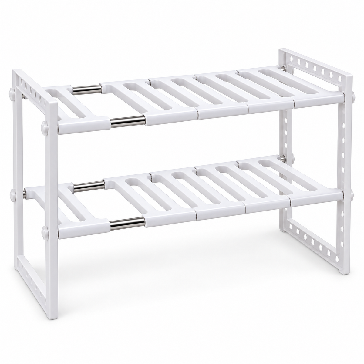 Etajeră Ajustabilă pentru Sub Chiuvetă, 2 Rafturi, Extensibilă 50–70 cm, Metal și Plastic