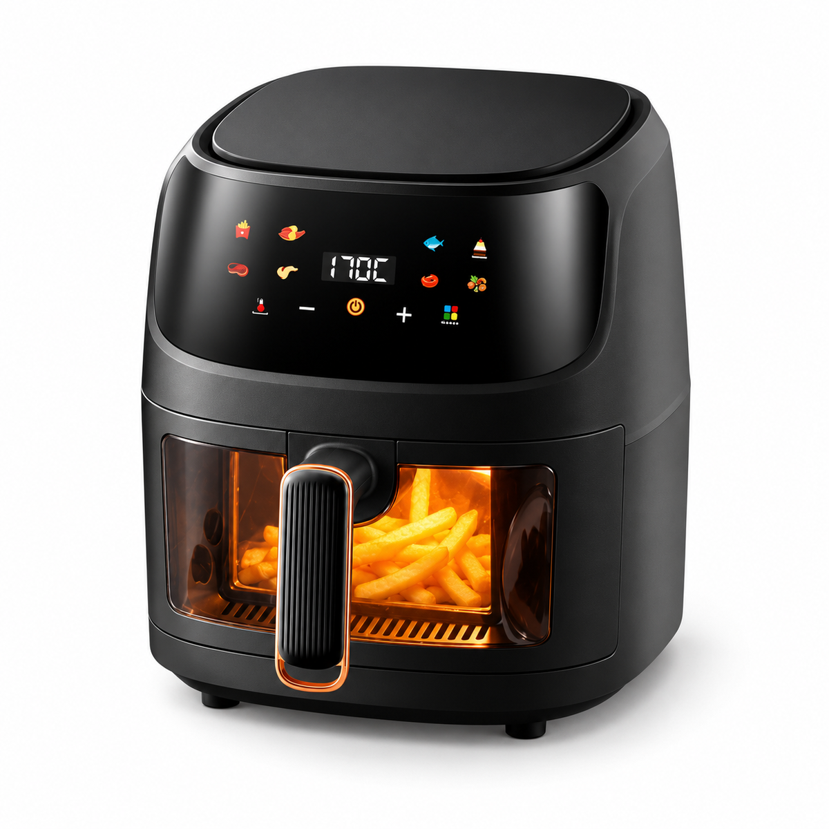 Friteuză cu aer cald 8L, 3500W, Display Touch și fereastră de vizualizare – gătit rapid, sănătos și eficient