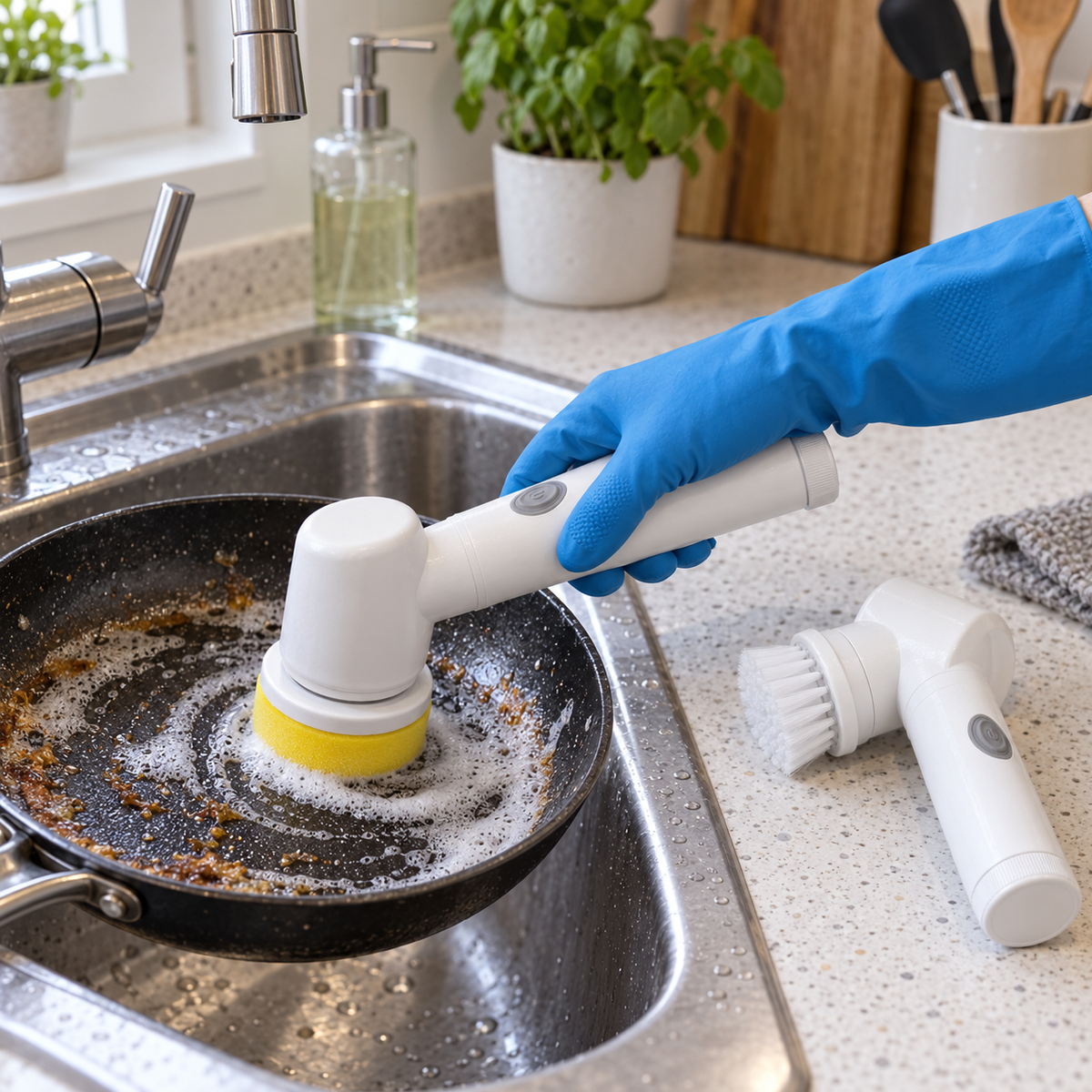 Pachet 2 Perii Electrice BrushMagic cu Rotație 360°, 3 Capete și Încărcare USB