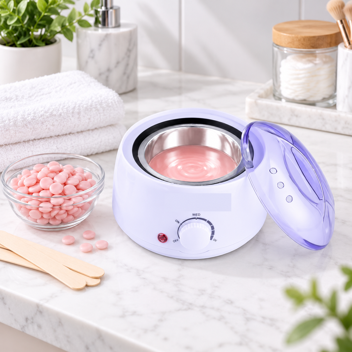 Aparat electric pentru ceară cu reglaj de temperatură – 600 ml, 100W