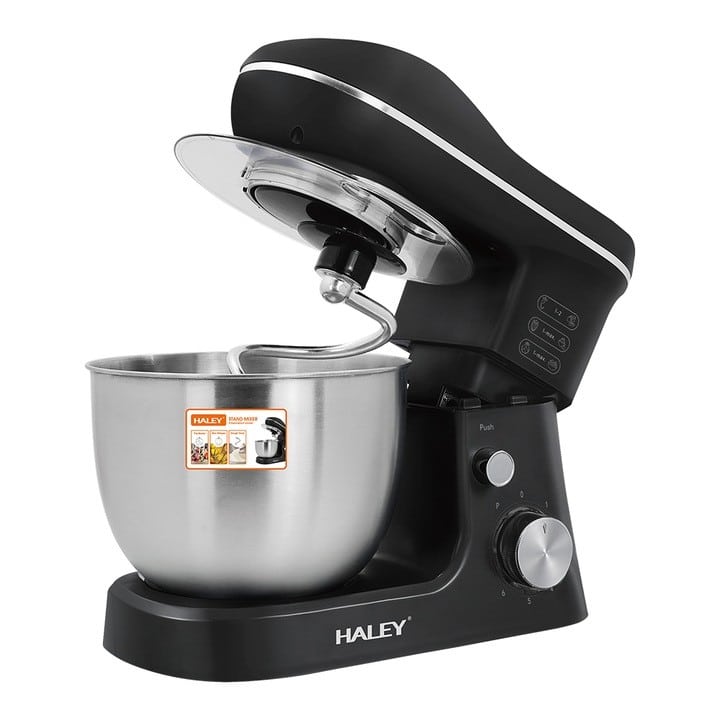 Mixer cu Bol HALEY HY-2409, 1200W, Bol Inox 7 L, 6 Viteze + Funcție Pulse, Negru/Inox